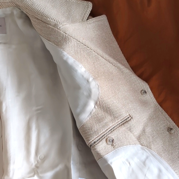 Sz 20/18 Norfolk Linen Blend Banana Republic Cream Tweed Suit Set + Free Belt! - Picture 11 of 15